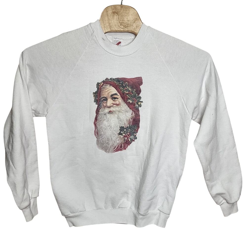 Vintage Jerzees Santa Christmas Holiday Crewneck Sweatshirt Large L